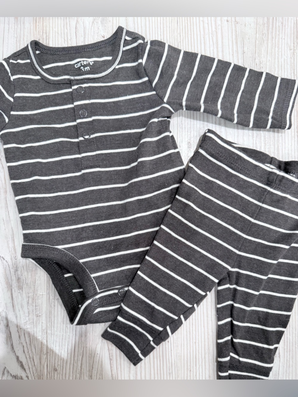 Carter's Charcoal Gray & White Striped Baby Top